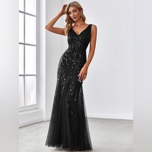 Ever-Pretty Women's Double V-Neck Sleeveless Mermaid Dress Evening Maxi Dress
